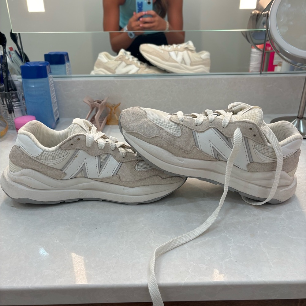 New Balance Women's 67/40 Beige and White Sneakers